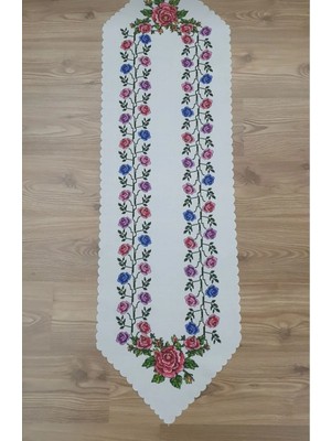 Güllü Kaneviçe Baskılı Ranner Örtüsü (40X140) cm