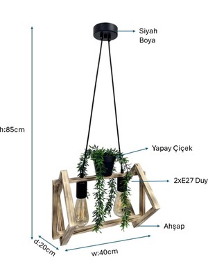 Pulchino Siyah Boyalı Modern Avize Plc-1232-Av-2-Bsy