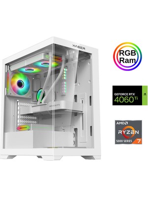 Xaser XSR906 Ryzen 7 5700X 16GB Ram 512GB M.2 Nvme SSD 8gb RTX4060TI 24"curved 180Hz Sıvı Soğutma Oyun Bilgisayarı