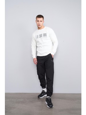 Mentality 3543 Bisiklet Yaka 3 Iplik Şardonlu Baskılı Krem Sweatshirt