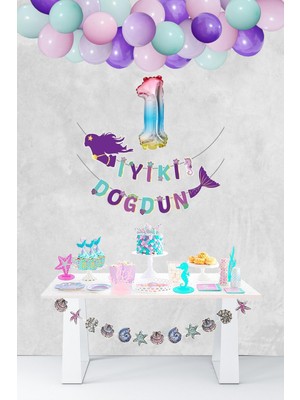 Pekshop Deniz Kızı Tema Doğum Günü Balon Zinciri Seti