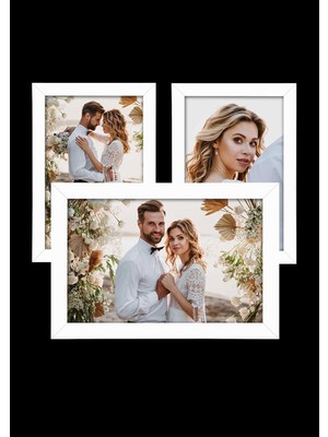 3 Adet 10X15 Çerçeve - Mdf A6 Çerçeve - Çoklu Fotoğraf Çerçevesi