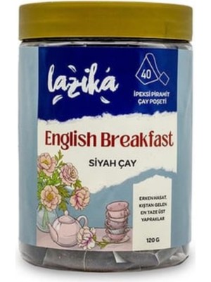 Lazika English Breakfast Siyah Çay 40'lı PLA Piramit Poşet (120 g) - Güçlü ve Dengeli Harman