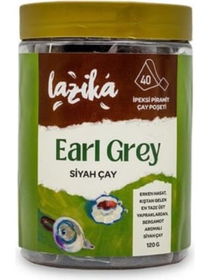 Lazika Earl Grey Siyah Çay 40'lı PLA Piramit Poşet (120 g) - Bergamot Aromalı, Katkısız
