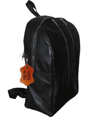 Mebes Hakiki Deri Notebook Sırt Çantası Siyah Çantanotebookderisiyahm1