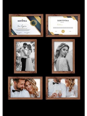 6 Adet 21X30 Çerçeve - Mdf A4 Çerçeve - Çoklu Fotoğraf Çerçevesi - Diploma Çerçevesi - Sertifika