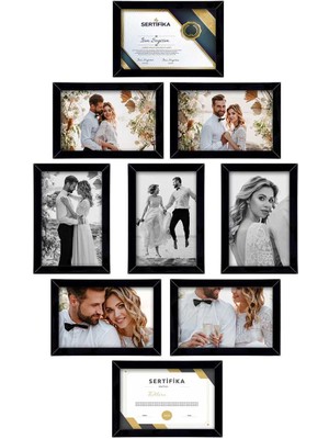 9 Adet 21X30 Çerçeve - Mdf A4 Çerçeve - Çoklu Fotoğraf Çerçevesi - Diploma Çerçevesi - Sertifika