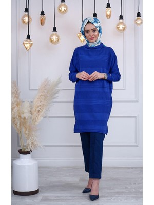 Misswhence Triko Tunik MISS222 Saks Mavi