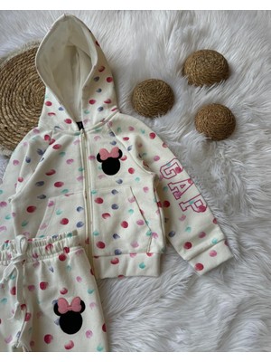 Gap Baby Gap Minnie Mouse Premium Kalite Kız Çocuk Fermuarlı Cepli Kapişonlu Alt Üst Takım