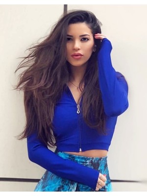 Lismina Saks Mavi Uzun Kollu Sporcu Ceket