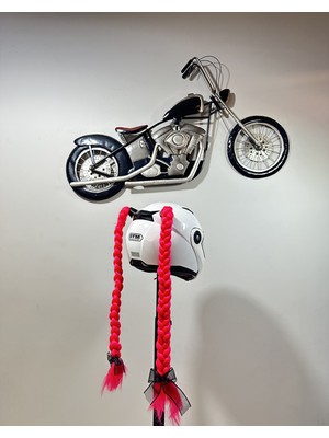 3dpazarıcom 3D Pazari Com Motor & Motosiklet Neon Pembe Çift Örgü Saç Kask Dış Aksesuarı