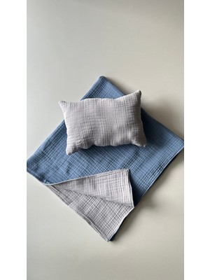 Giz Giyim Çift Taraflı 8 Katlı Müslin Bebek Battaniyesi ve Yastık Takımı, %100 Pamuk, Kışlık, Nefes Alabilir