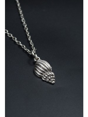 Minimal Deniz Kabuğu  Gümüş Kaplama Unisex Düz Zincir Kolye kod 885