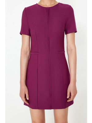 Ersefa Moda Regular Gündüz Gece Finike Dokuma Bisiklet Yaka Kısa Kol Bodycone Mini Boy Elbise