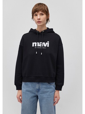 Mavi Logo Baskılı Kapüşonlu Siyah Sweatshirt168334-900