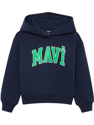 Mavi Logo Baskılı Lacivert Kapüşonlu Sweatshirt6610110-70490