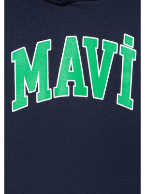 Mavi Logo Baskılı Lacivert Kapüşonlu Sweatshirt6610110-70490