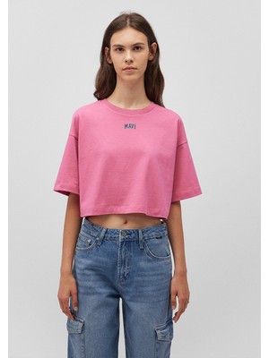 Mavi Logo Baskılı Pembe Crop Tişört1611585-84670