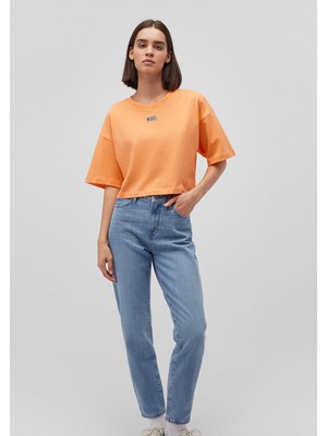 Mavi Logo Baskılı Turuncu Crop Tişört 1611585-84617