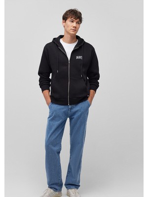 Mavi Mavi Logo Baskılı Kapüşonlu Fermuarlı Siyah Sweatshirt 0611715-900