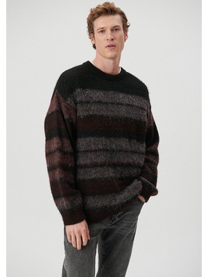 Çizgili Bordo Kazak0710191-70434