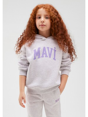 Mavi Logo Baskılı Kapüşonlu Gri Sweatshirt7610035-85438