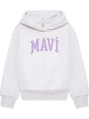 Mavi Logo Baskılı Kapüşonlu Gri Sweatshirt7610035-85438