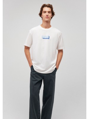 Mavi Logo Baskılı Beyaz Tişört 0612358-70057