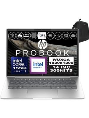 Hp Probook 440 G11 Intel Core Ultra 7 155U Ddr5 16GB 4tb SSD Intel® Aı Boost 14" Wuxga IPS Windows 11 Home Taşınabilir Bilgisayar A22YSEAH04 + Zetta Çanta