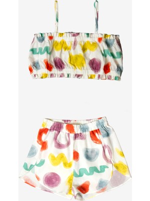 Nora Alcor Desenli Kız Çocuk Crop Top  Şort Takım