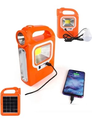 Gaman HB-6399 Parlak Cob LED Solar Powerbank Özellikli Güneş Enerjili Işıldak 1 Ampul Hediye