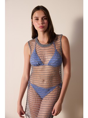 Shiny Fishnet Gümüş Elbise - Gamze Erçel Koleksiyonu