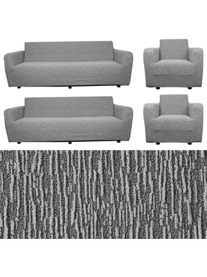 Jakarlı Düz Desen 3 3 1 1 Lastikli Koltuk Örtüsü Takımı Kanepe Çekyat Örtüsü Koltuk Kılıfı