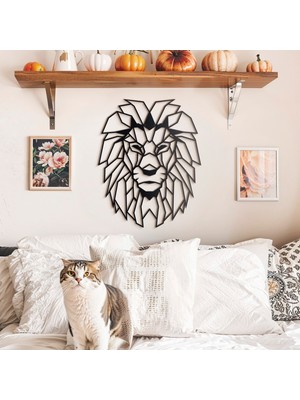 Aslan Başı (Lion Head) Metal Duvar Dekoru, Süsü | Modern Endüstriyel Tasarım | 40 cm x 51 cm