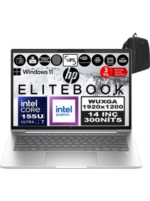 Hp Elitebook 640 G11 Intel Core Ultra 7 155U Ddr5 24GB 512GB SSD Intel® Aı Boost 14" Wuxga IPS Windows 11 Pro Taşınabilir Bilgisayar 9Y7L4ETP05 + Zetta Çanta