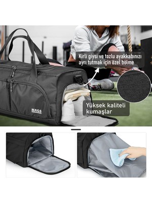 Haegs Spor Çantası, 10 Cepli, Ayakkabı Bölmeli, Seyahat Çantası, Gym, Fitness Bayan Spor Çantası Mor