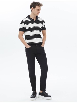 Kip Siyah Slim Fit Denim Pamuk Karışımlı Pantolon