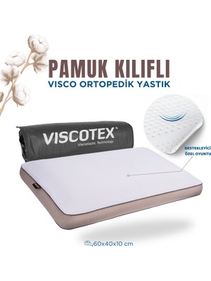 Pamuk Kılıflı Small Visco Ortopedik Yastık, Kahverengi, 60X40X10 cm