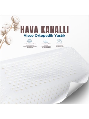 Pamuk Kılıflı Small Visco Ortopedik Yastık, Kahverengi, 60X40X10 cm