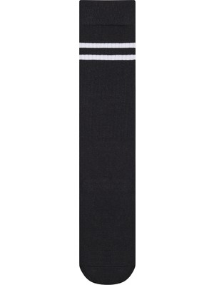 Penti Rib Stripe Çizgili Siyah Pantolon Çorabı