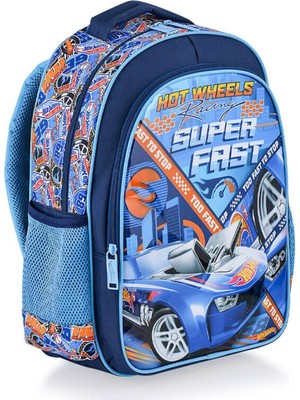 Relaxion Frocx Hot Wheels Mavi Araba  Due Fast Lisanslı Erkek Çocuk Ilkokul Çantası 32X40X14CM