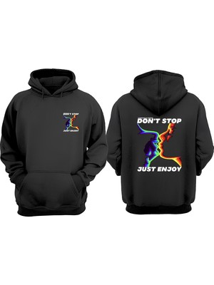 The Wert Unisex Graphic Design For Tasarım Ön Arka Baskılı Normal Kalıp Siyah Sweatshirt