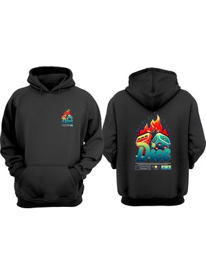The Wert Unisex The Dice Are On Fire Tasarım Ön Arka Baskılı Normal Kalıp Siyah Sweatshirt