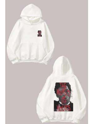 The Wert Unisex Scarface The Worldıs Yours Tasarım Ön Arka Baskılı Normal Kalıp Beyaz Sweatshirt
