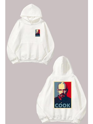 The Wert Unisex The Cook Tasarım Ön Arka Baskılı Normal Kalıp Beyaz Sweatshirt