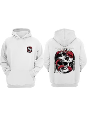The Wert Unisex Wıcked Metrot Tasarım Ön Arka Baskılı Normal Kalıp Beyaz Sweatshirt