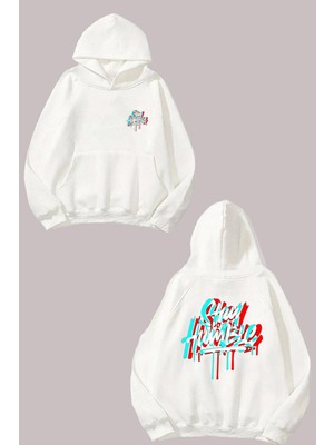 The Wert Unisex Stay Humble Tasarım Ön Arka Baskılı Normal Kalıp Beyaz Sweatshirt