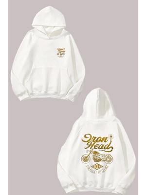 The Wert Unisex Straıgh To Glory Tasarım Ön Arka Baskılı Normal Kalıp Beyaz Sweatshirt