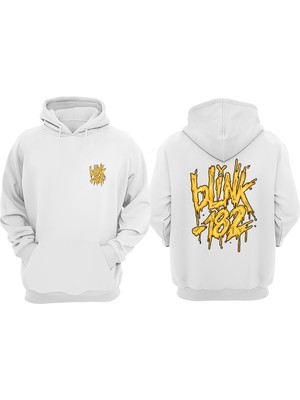 The Wert Unisex Blink 182 Tasarım Ön Arka Baskılı Normal Kalıp Beyaz Sweatshirt