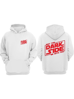 The Wert Unisex Dark Sıde Tasarım Ön Arka Baskılı Normal Kalıp Beyaz Sweatshirt